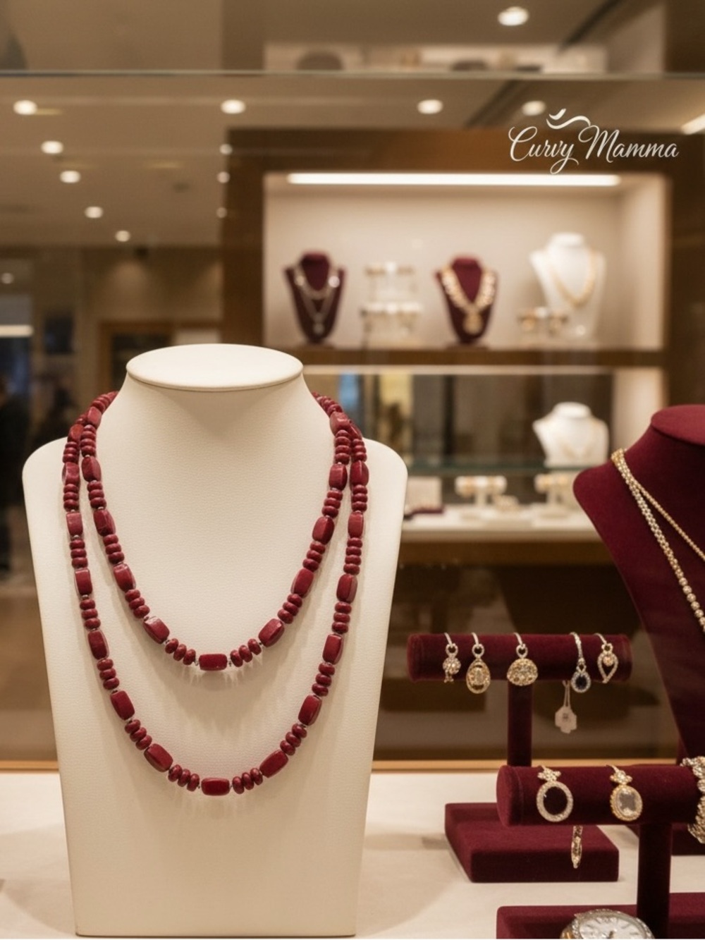 New Gorgeous Elegant Burgundy Beaded Necklace Set - Women Jewelry